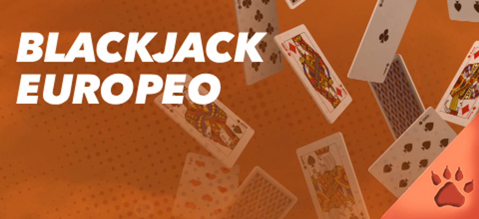 Blackjack Europeo juego de cartas sobre fondo naranja.