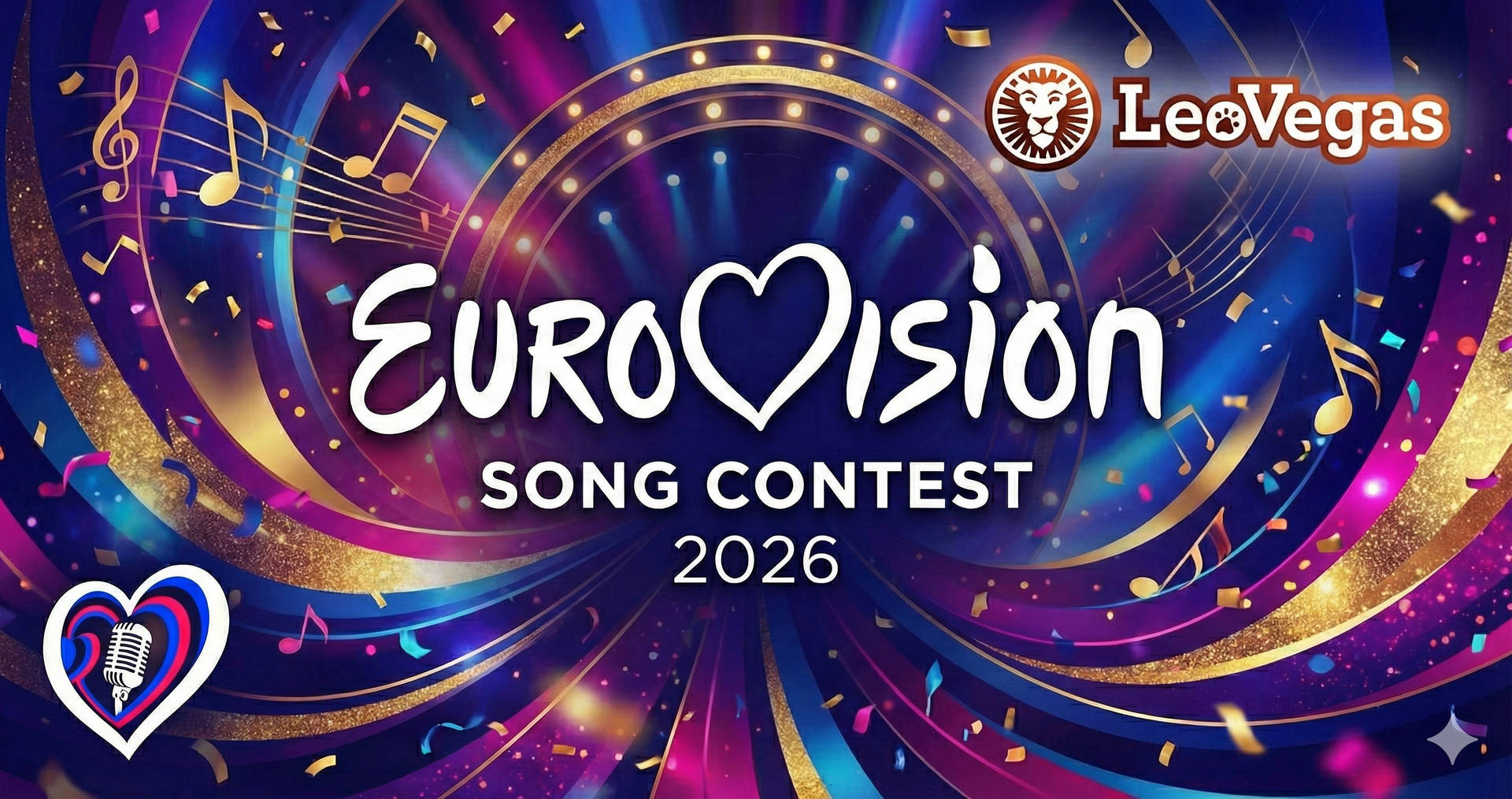 Cartel del Festival de la Canción de Eurovisión 2026 con el logotipo de LeoVegas