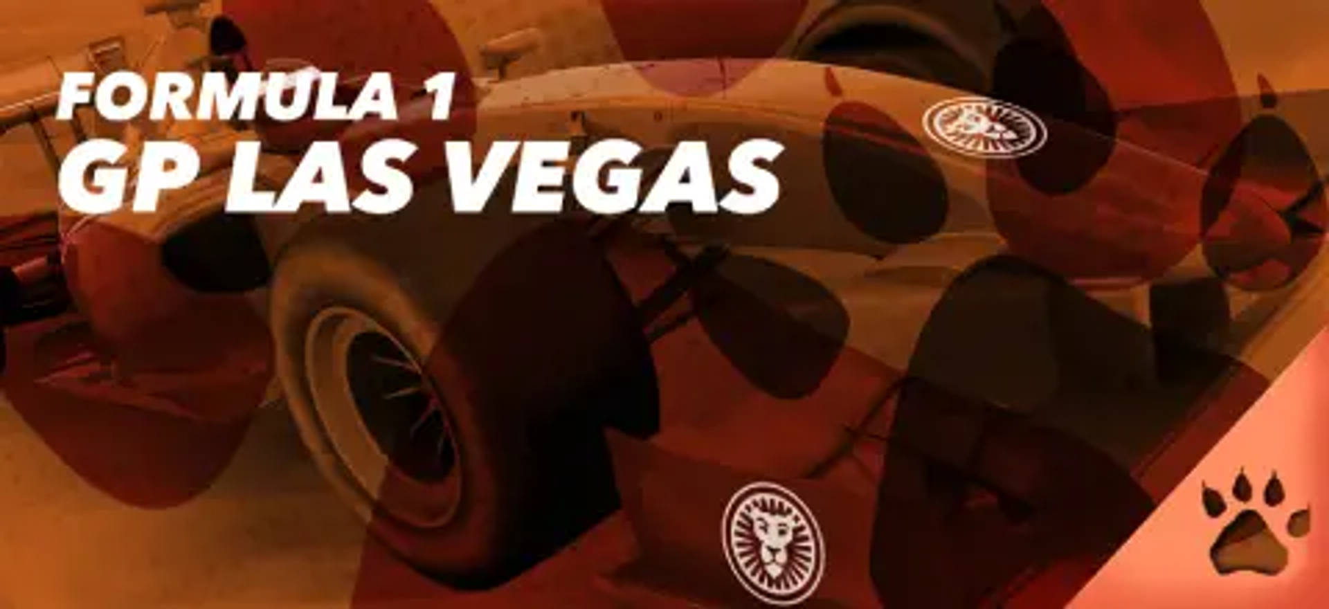 Fórmula 1 GP Las Vegas con coche de carreras y el logo de la marca.