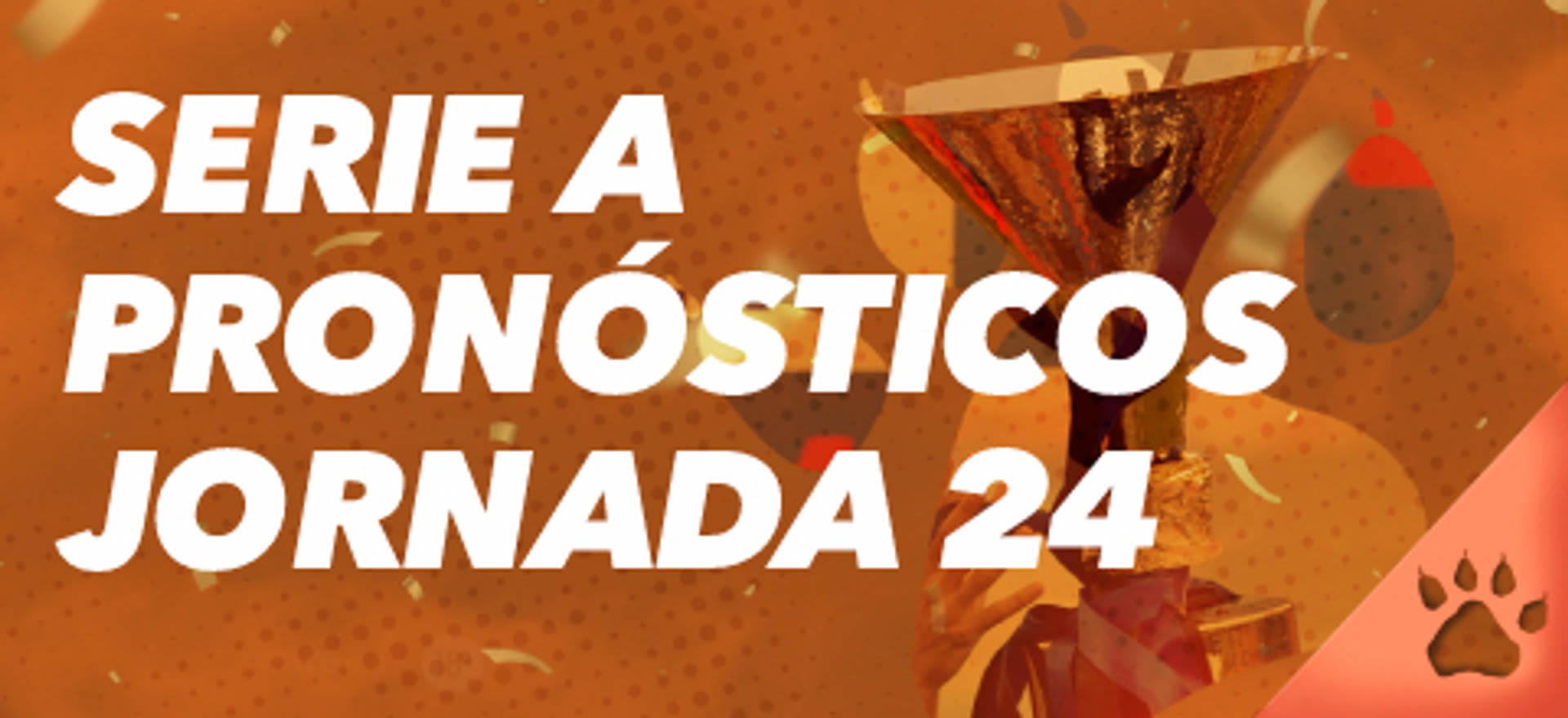 Predicciones para la Jornada 24, con un trofeo dorado de fondo.