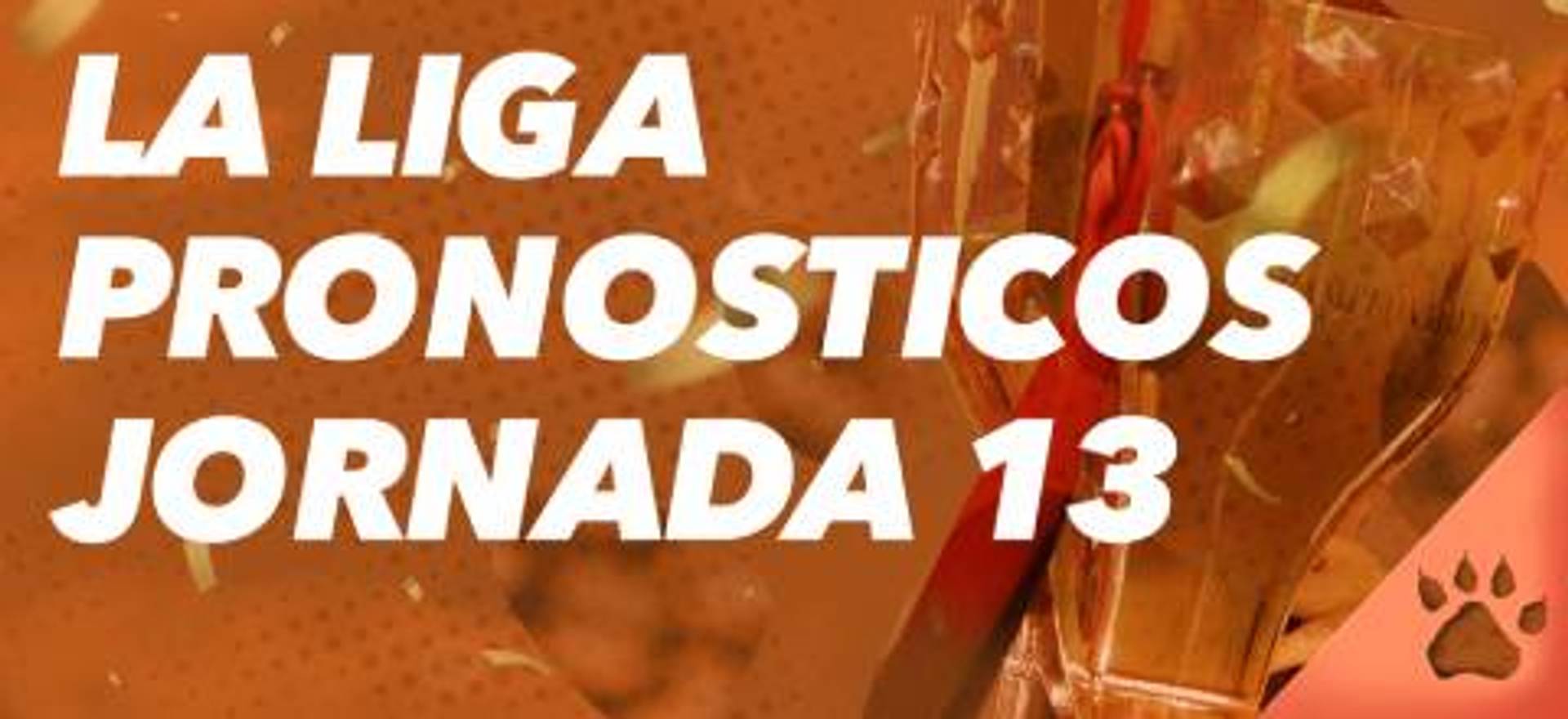 LeoPronóstico para la jornada 13, con un trofeo de fútbol de fondo.