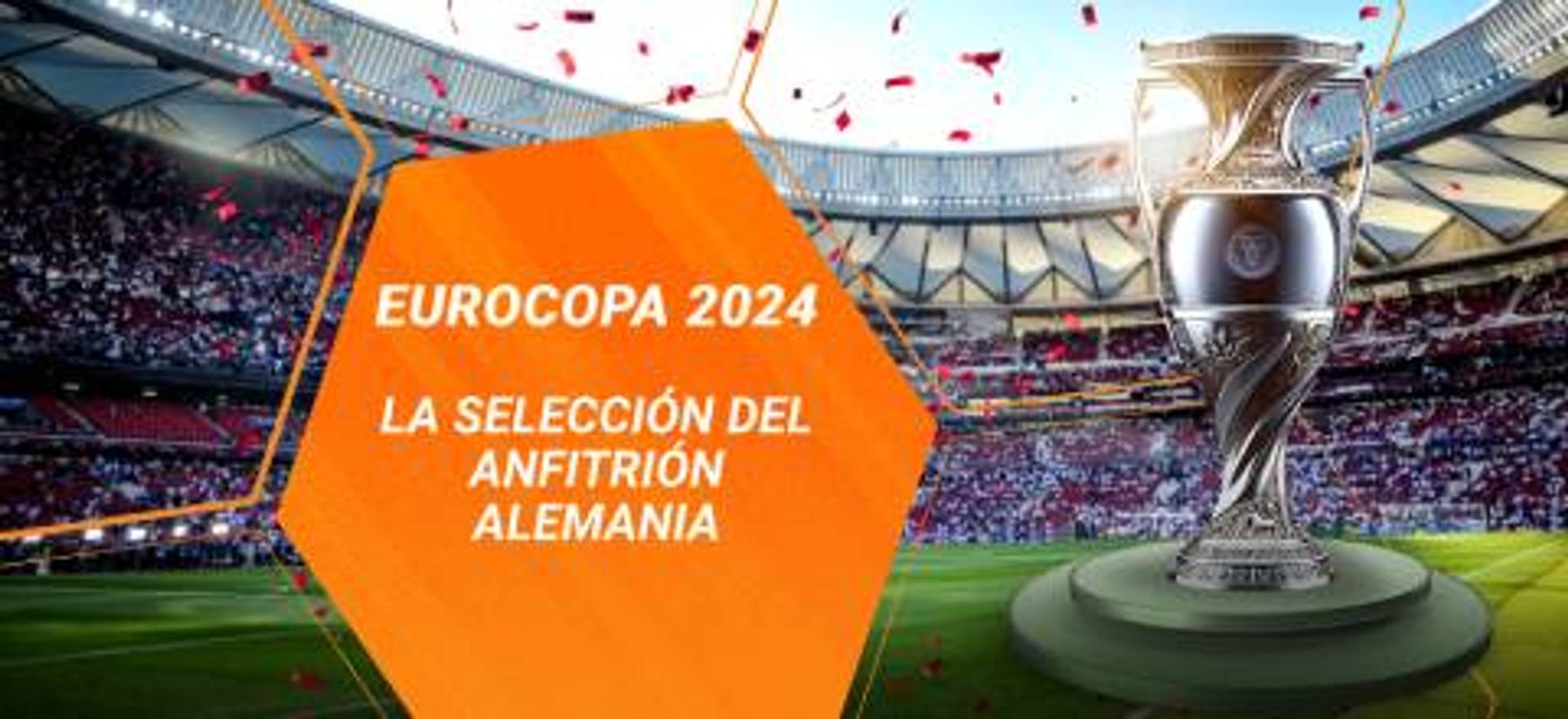 La selección del anfitrión Alemania y el trofeo en un estadio lleno.